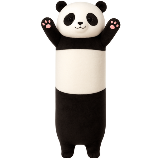 Plüsch Panda Maskottchen Kissen länglich Rolle schwarz und weiß 70cm