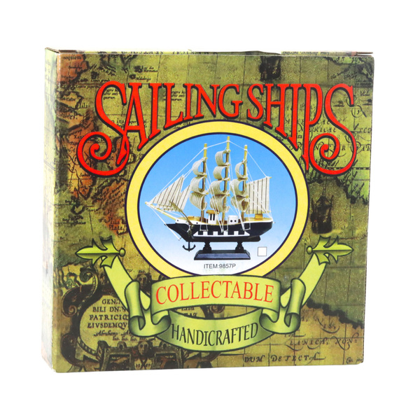 Model Kolekcjonerski Dekoracyjny Statek Żaglowiec Biało-Niebieski 18x17cm