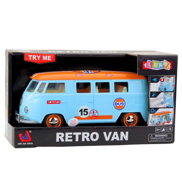 Retro Car Van Bus Lights Sounds Opening Doors Blue