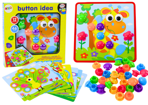 Picture Puzzle Colorful Buttons To Complete 12 Pictures