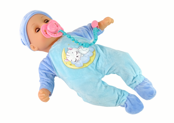 Baby Doll Sound Dummy Bib Blue Cat Pyjamas