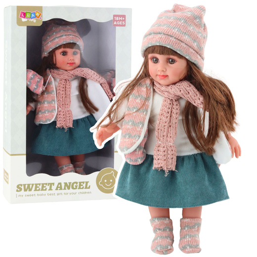 Sweet Angel Doll in Winter Outfit, Hat, and Scarf, 36cm