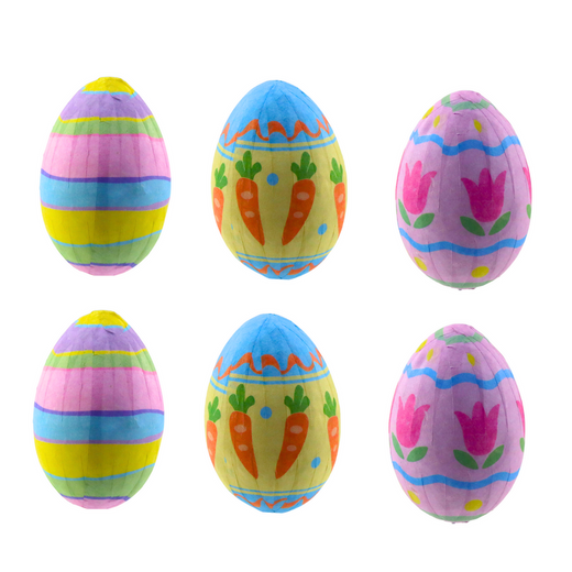 Easter Eggs on Wire Pick Carrot Tulips Decoration Colorful 6pcs