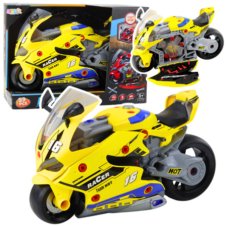 2-in-1 DIY Workshop Lights Sounds Smoke Motorcycle Yellow 43cm
