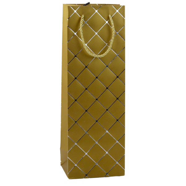 Torba Prezentowa Na Wino Butelkę Papierowa Srebrne Elementy 35 x 12 x 9 cm