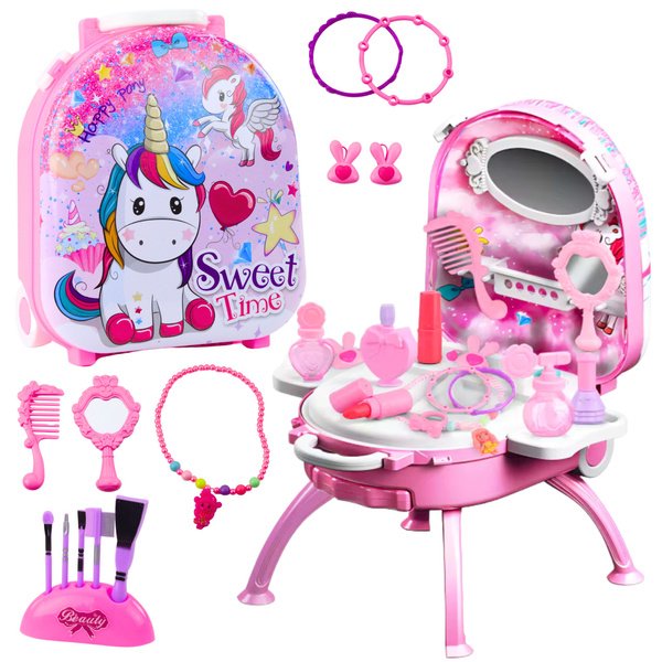 Beauty Set Schminktisch im Koffer 2 in 1 Zubehör Einhorn Pink