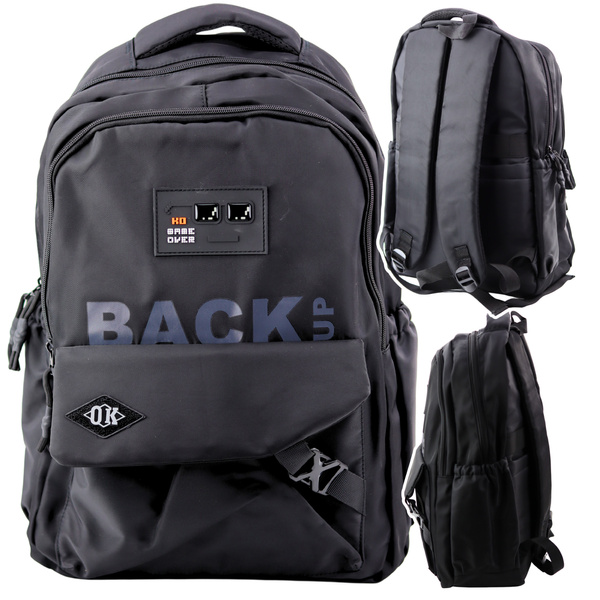 City Schulrucksack 6 Taschen Back Up Schwarz 23L 46cm