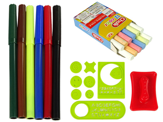 Zweiseitige Tafel Maltafel Kreide Filzstiften mit Zubehör rot blau grün