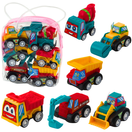 Set of Mini Construction Cars with Motor in a Bag 6 pcs.