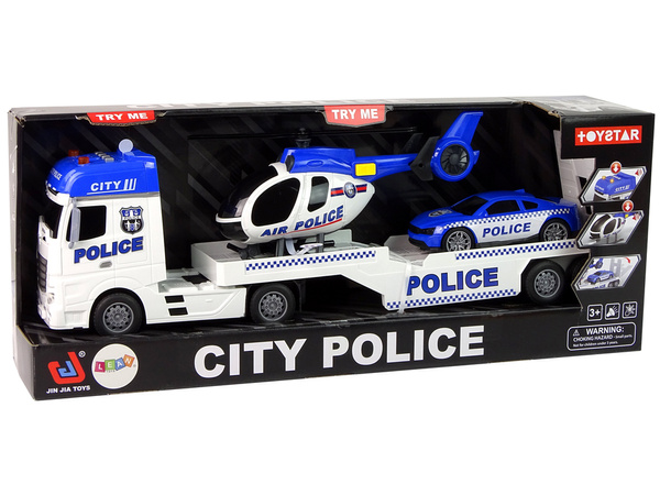 Police Car Transporter Kit Helicopter Sound Lights