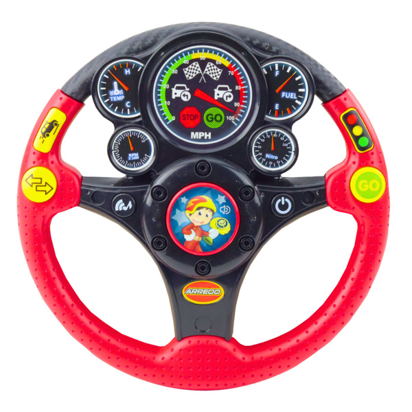 Interactive Steering Wheel For Kids Lights Sounds Vibrations Red