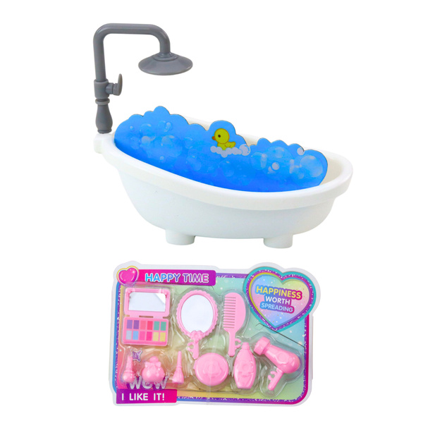 Ankiki Mini-Puppenset mit Badewanne und Pflegezubehör