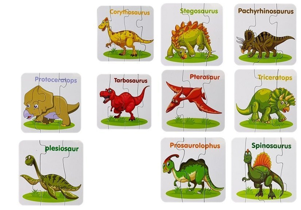 Educational Puzzle English Dinosaurs 10 Connections