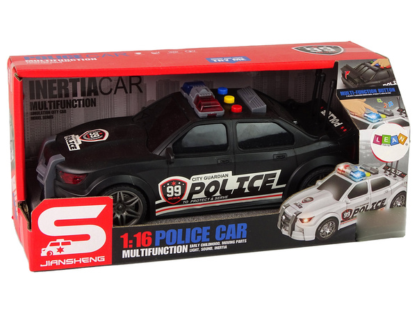Sports Car Opening Trunk Police Lights Sounds Black 1:16