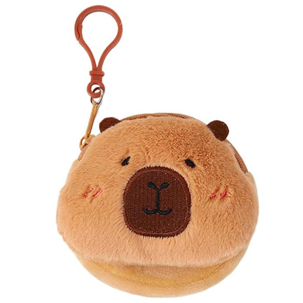 Plüsch-Capybara-Geldbörsen-Schlüsselanhänger für Kinder, Braun