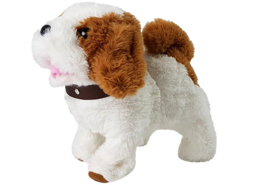 Batteriebetriebener Plüschhund Weiß in Braun Patched Zubehör Sound