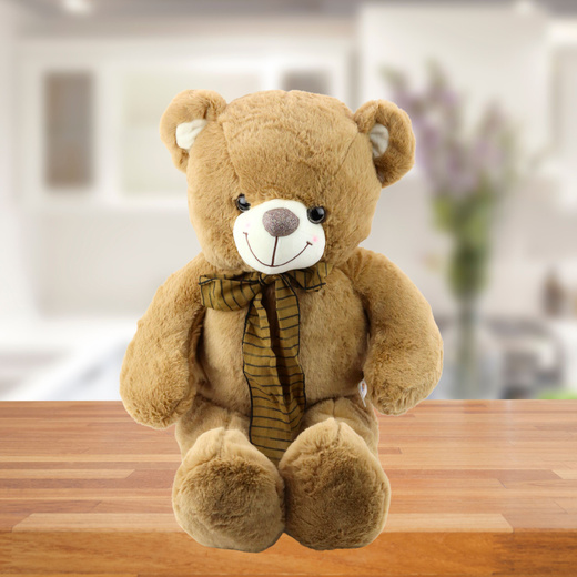 Plüsch Maskottchen Kuscheltier Teddybär mit brauner Schleife in Streifen 60cm
