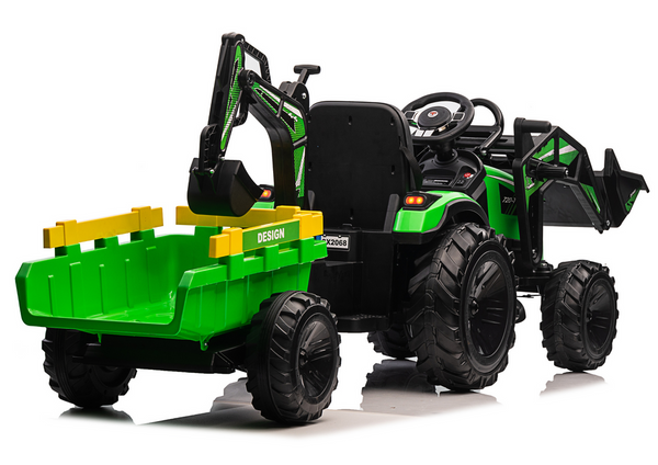 Batteriebetriebener Bagger mit Anhänger SX2068 Grün