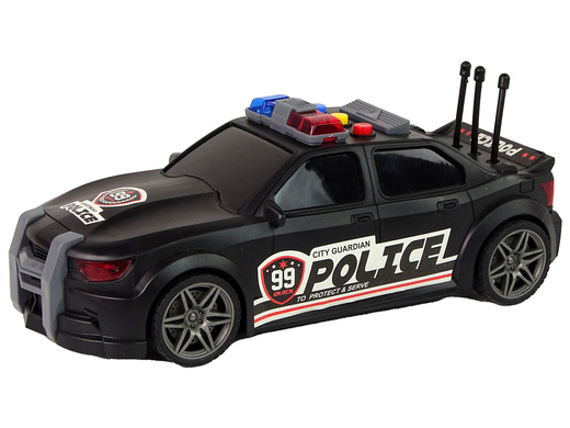 Sports Car Opening Trunk Police Lights Sounds Black 1:16