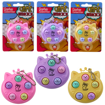 Keychain Mini Arcade Game Wac A Mole Kittens Purple Pink Yellow