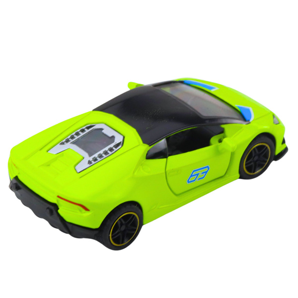 Sports Car Pull Back Metal Neon Green 1:43