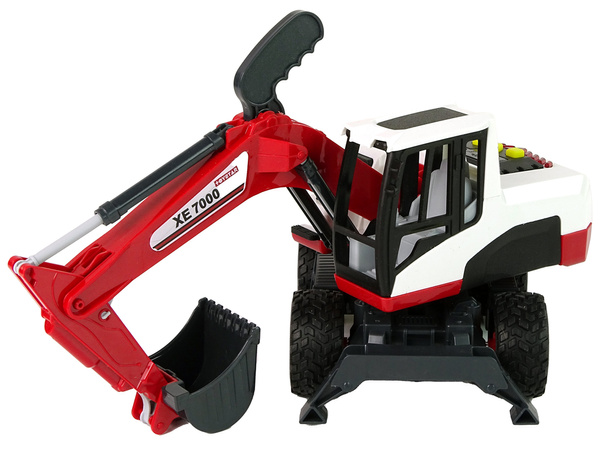 Red Moving Bucket Excavator.