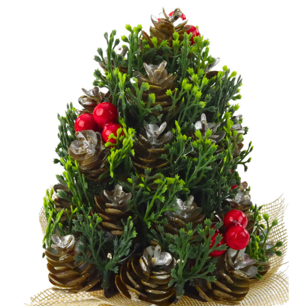 Künstliche dekorative Weihnachtsbaumkegel, rote Vogelbeere, 17 x 10 cm