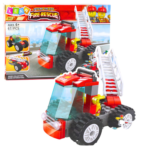 Construction Bricks Fire Truck with Ladder 67 pcs.