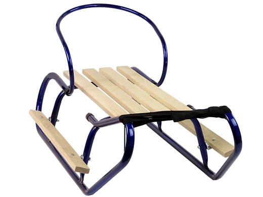 Metal Sled with Backrest Strap Blue