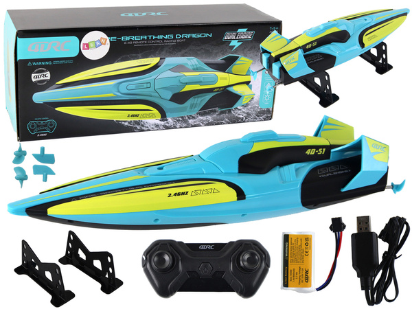 RC Wasserboot 2.4G Gelb-Türkis wasserdichte Fernbedienung