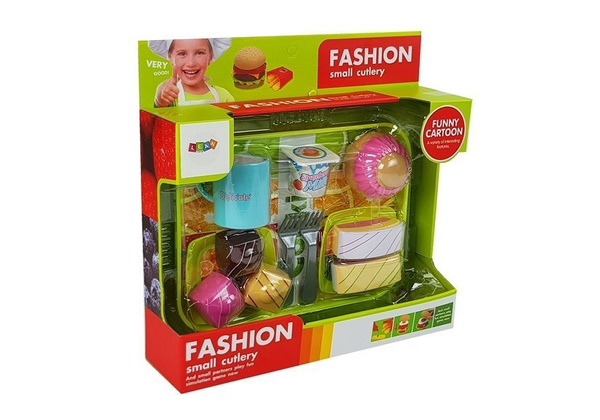 Set Essen Dessert Kuchen mit Tablett