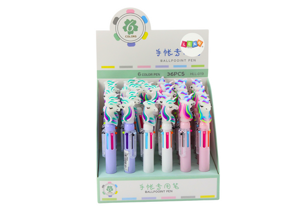Multicolor Unicorn Automatic Pen 6 Colors Mix