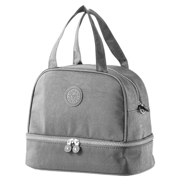 Thermal Insulating Breakfast Bag with Adjustable Belt Gray 27cm