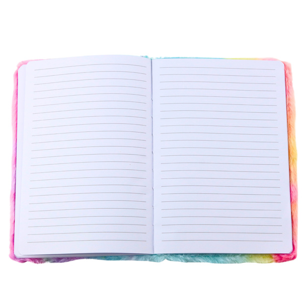 Mit Plüsch gefüttertes Notizbuch mit einem bunten 3D-Einhorn