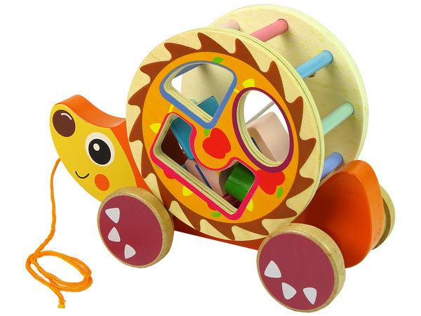 Ziehender Igel auf Rädern Holzklötze Sorter