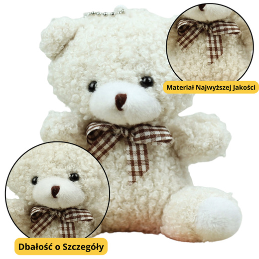 Teddybär Plüsch Schlüsselanhänger Anhänger Dekoration Weiß 8cm