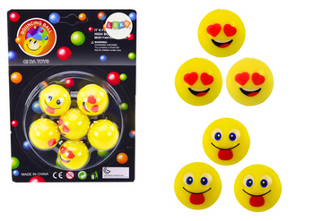 Emoji Yellow Rubber Balls Set 6 Pcs