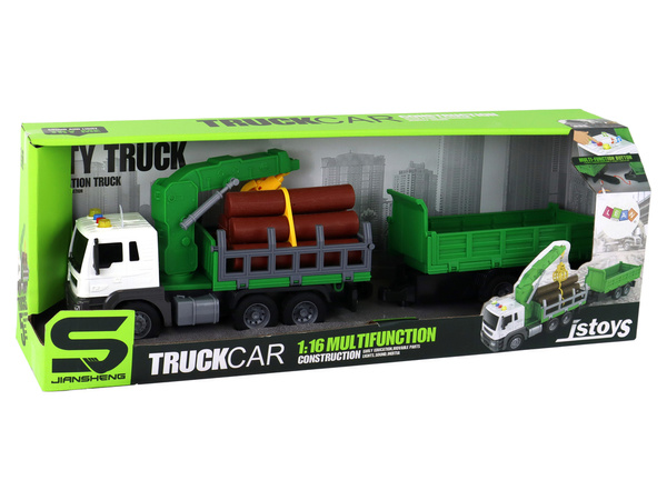 LKW mit Kran-Reibungsantrieb, Sounds Green Wood 1:16