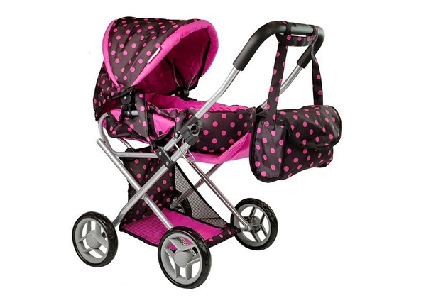 Alice Doll Kinderwagen Tragetasche Schwarz-Pink