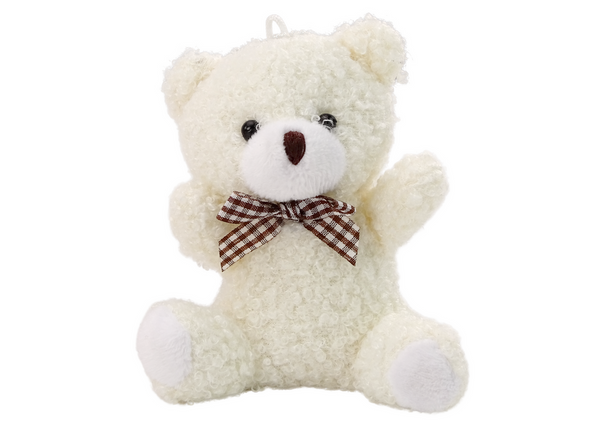 Plush White Little Teddy Bear Cuddly Mascot Keychain 10cm
