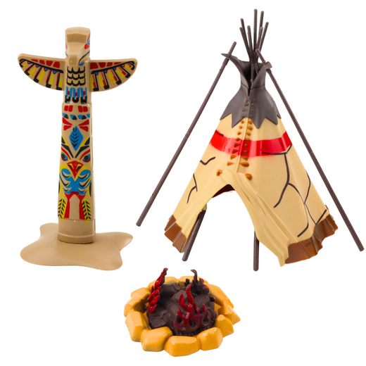 Indianer Figuren Set Dorfindianer Zelt Tipi Boot Totem