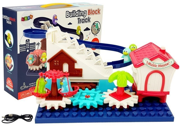 Set of blocks with a Slide Penguins Gears on Batteries