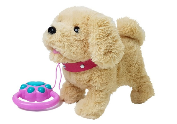 Plüschhund an der Leine Batteriebetriebenes Zubehör in Beige