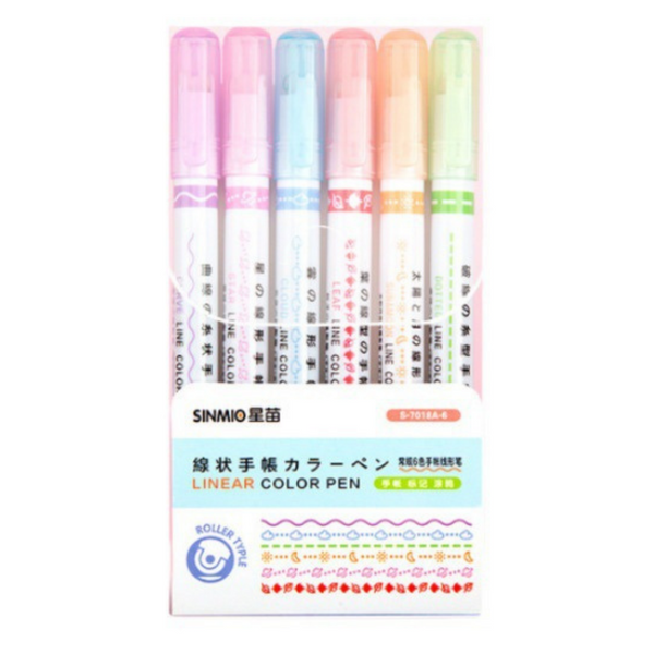 Set Markierungsstifte, Muster, Dekomuster, bunt, 6-tlg