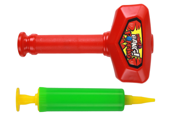 Familien-Arcade-Spiel: Lassen Sie den Ballon mit Hammer und Nägeln platzen