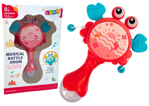 Babykrabbe Rassel Trommel Lichter Melodien Rot