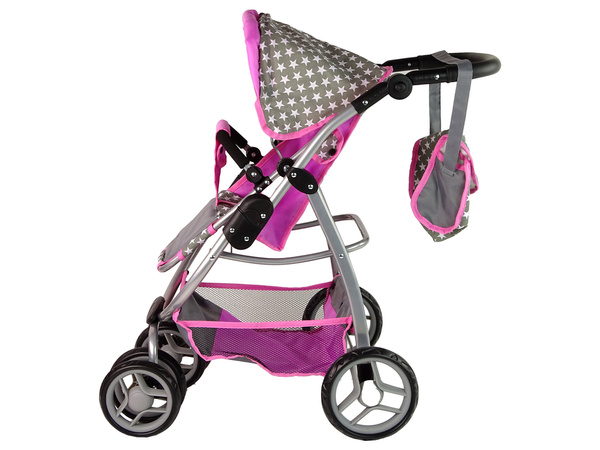 Baby Doll Stroller 2-in-1 Carrycot Bag Pink Stars