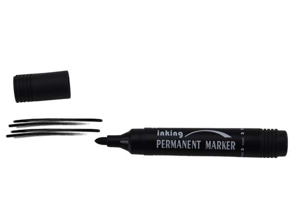 Permanent Marker Set Waterproof Black 10 Pcs.