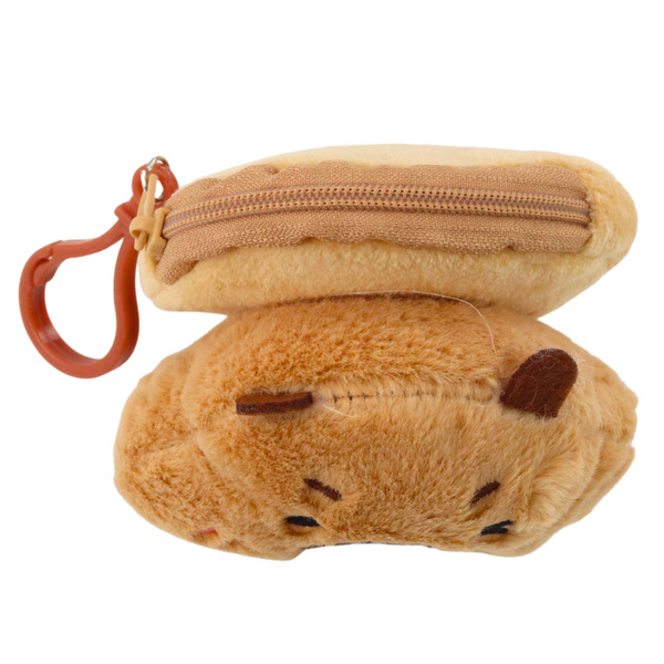 Plush Capybara Wallet Keychain for Kids Brown