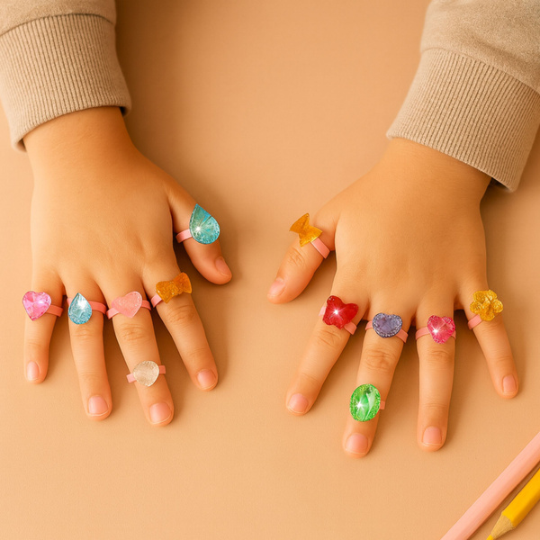 Beauty Set Children's Rings Colored Diamonds 50 pcs.